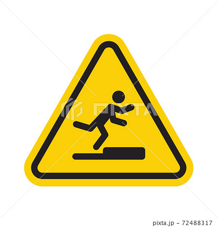 Stumbling man icon in yellow triangle. A warning sign about the danger. Tripping hazard. Watch your step symbol Stumbling man icon in yellow triangle. A warning sign about the danger. Tripping hazard. Watch your step symbol 72488317