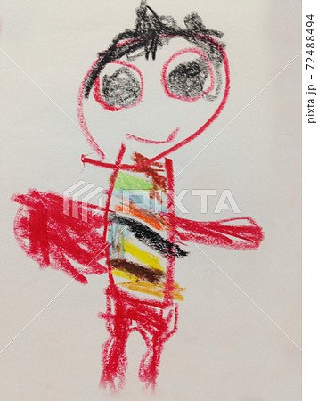 子供がクレヨンで描いた絵のイラスト素材