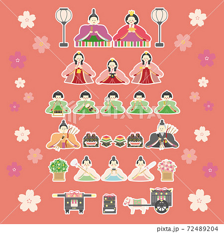ひな祭り　雛人形　イラストセット 72489204