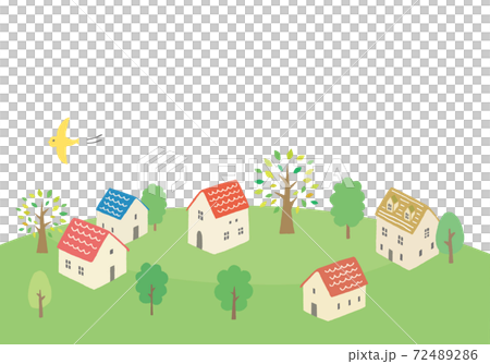 Illustration of a house standing on a hill 72489286