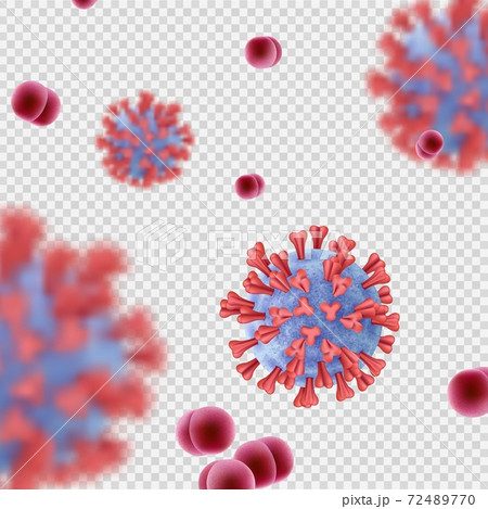Bacteria poster. Realistic microorganism on transparent background, science microbiology or chemistry vector elements 72489770