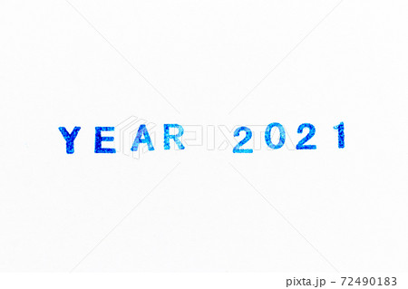 Blue color ink of rubber stamp in word 2021 year on white paper background Blue color ink of rubber stamp in word 2021 year on white paper background 72490183