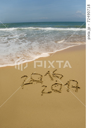 2016 and 2017 year on the sand beach 72490718