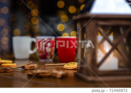 Christmas composition on the table Christmas composition on the table 72490872