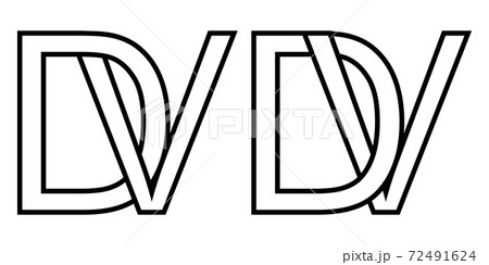 Logo vd and dv icon sign two interlaced letters V D, vector logo vd dv first capital letters pattern 72491624