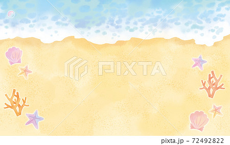 海のモチーフと波打ち際の海のイメージイラストのイラスト素材