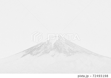 鉛筆画風 富士山のイラスト素材