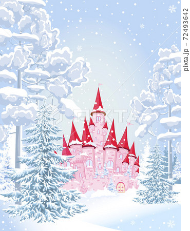 Castle forest snow night winter Castle forest snow night winter 72493642