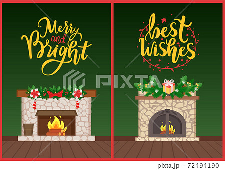 Best Wishes Fireplace Decorated for Winter Holiday Best Wishes Fireplace Decorated for Winter Holiday 72494190