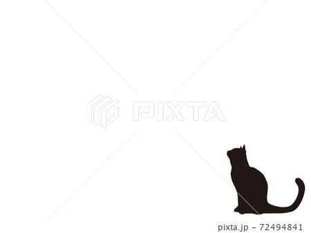 見上げる猫 シンプル イラスト シルエットのイラスト素材