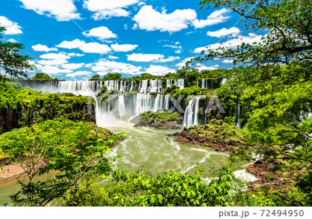 View from the jungle to Iguazu Falls in Argentina 72494950