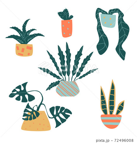 Set of funny vector houseplant in pots Set of funny vector houseplant in pots 72496008