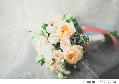 Wonderful luxury wedding bouquet of different flowers 72497238