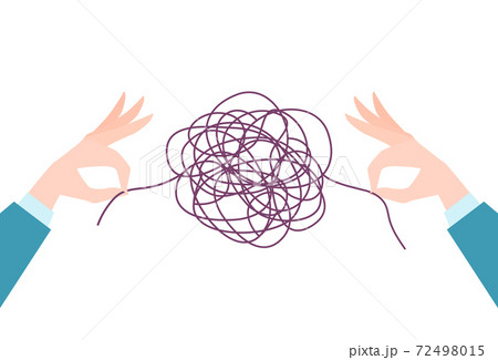 Psychotherapy help metaphor, vector illustration. Psychoanalysis session patient, solution tangle problems, mental health support concept. 72498015