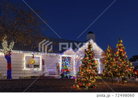 Night view of beautiful christmas decoration of a home 72498060