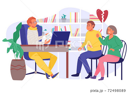 Psychologist listen to family problem, psychology therapy for man woman couple, vector illustration. Psychotherapy help for patient Psychologist listen to family problem, psychology therapy for man woman couple, vector illustration. Psychotherapy help for patient 72498089