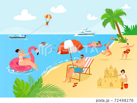 Beach summer vacation, vector illustration.... - Stock Illustration  [72498276] - PIXTA