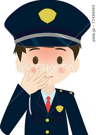 照れる可愛い警備員の上半身イラストのイラスト素材