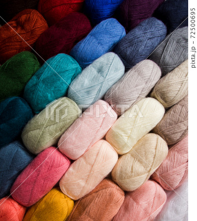 The bright threads for yarn are folded diagonally The bright threads for yarn are folded diagonally 72500695