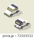 Vector isometric car illustration. Front and back of vehicle. Low poly auto on white background. Golf car. Isolated. 72503532