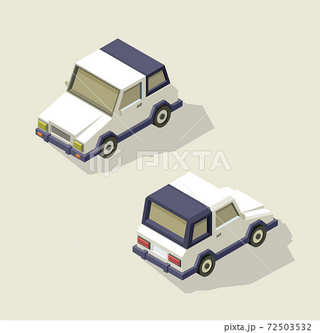 Vector isometric car illustration. Front and back of vehicle. Low poly auto on white background. Golf car. Isolated. Vector isometric car illustration. Front and back of vehicle. Low poly auto on white background. Golf car. Isolated. 72503532