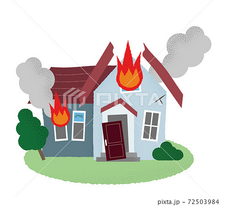 Vector illustration of houses in a fire - Stock Illustration [72503984] -  PIXTA