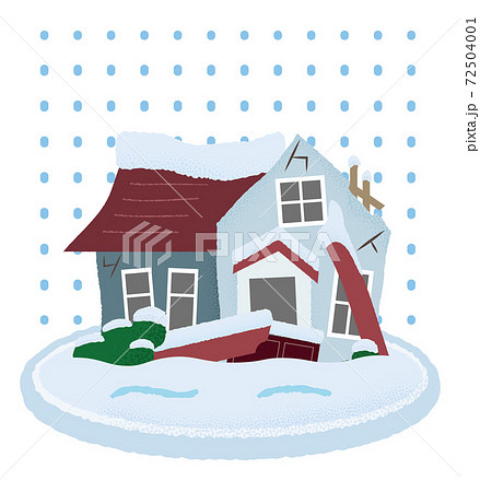 大雪の被害を受ける住宅のベクターイラスト 大雪の被害を受ける住宅のベクターイラスト 72504001