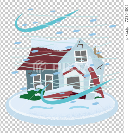 Vector illustration of houses damaged by snowstorm 72504005