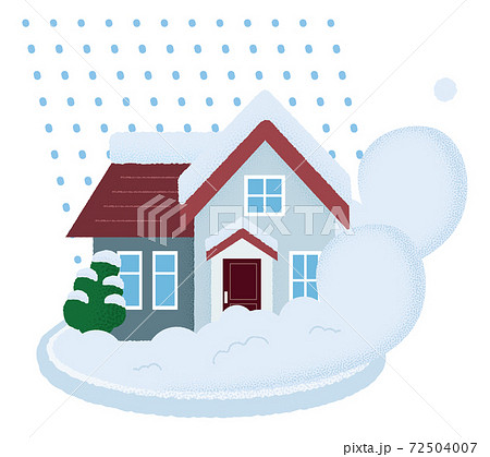 雪崩の被害を受ける住宅のベクターイラスト 72504007