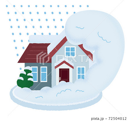 雪崩の被害を受ける住宅のベクターイラスト 72504012