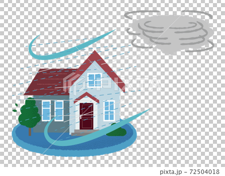 台風の被害に遭う住宅のベクターイラスト 台風の被害に遭う住宅のベクターイラスト 72504018