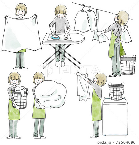 洗濯などの家事をする人 洗濯などの家事をする人 72504096