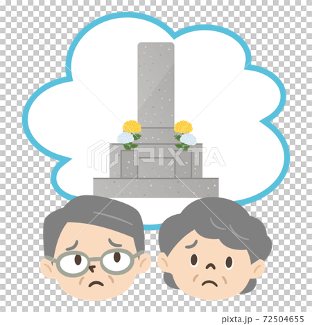 墓じまいすべきか悩む老夫婦 72504655