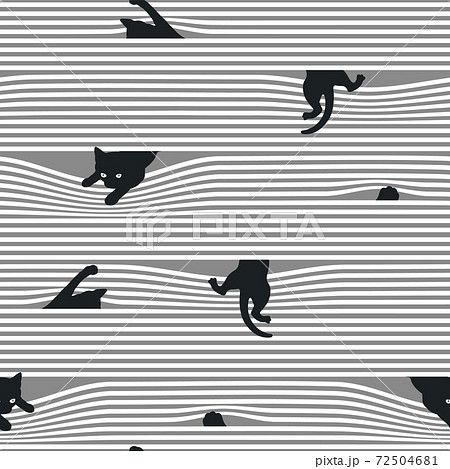 可愛い猫のボーダー柄, 72504681