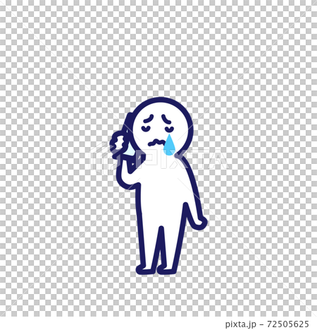 打電話時人類哭泣的簡單和變形的插圖 72505625