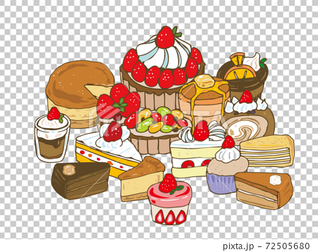 ケーキ たくさん 種類 バリエーション 挿絵のイラスト素材