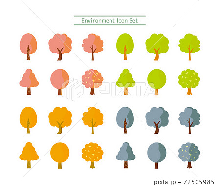 環境 エコロジー ベクターイラストセット 木 草のイラスト素材