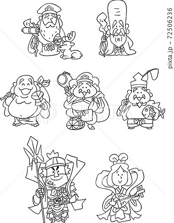 七福神のアウトラインイラストのイラスト素材 72506236 Pixta