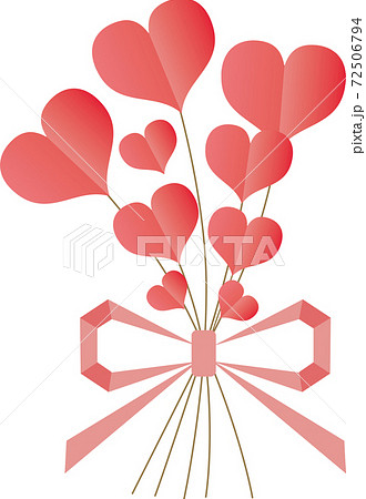 ハートとリボンのイラストのイラスト素材