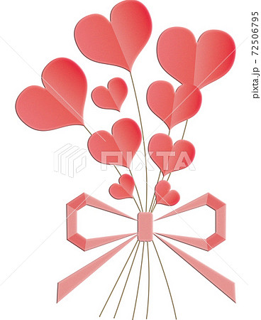 ハートとリボンのイラストのイラスト素材