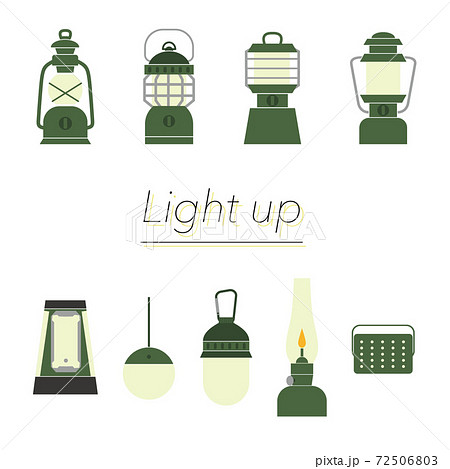 アウトドアランタンセットのイラスト素材