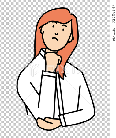 困った表情で首をかしげる女性のイラストのイラスト素材 困った表情で首をかしげる女性のイラストのイラスト素材