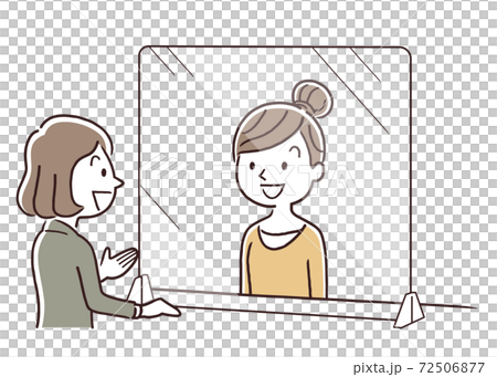 Vector illustration material: Corona measures, partition, window, customer service, reception, correspondence 72506877