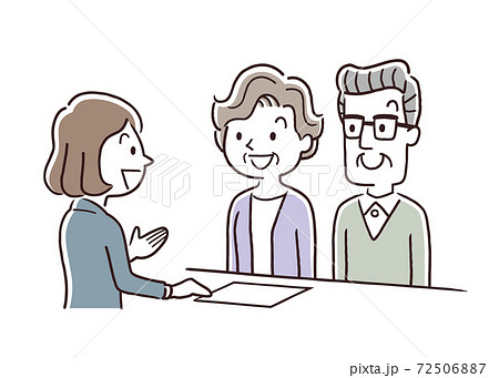 ベクターイラスト素材：シニア夫婦、窓口、接客、受付、対応 72506887