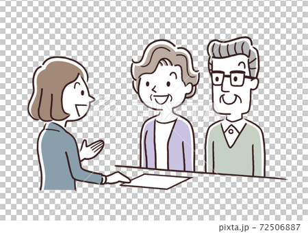 ベクターイラスト素材：シニア夫婦、窓口、接客、受付、対応 72506887