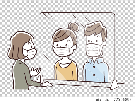 矢量插圖素材：電暈措施，分區，窗口，客戶服務，接待，面具，信件 72506892