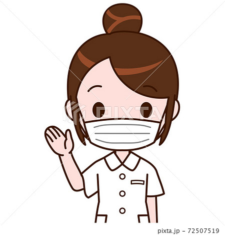 案内ポーズ マスクをつけた看護師さんイラストのイラスト素材 72507519 Pixta