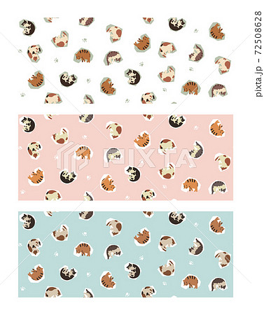 2way 猫のパターン 各色1リピートデータのセットのイラスト素材