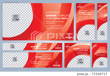 Set of Red and Black Web banners templates, Standard sizes with space. Vector illustration 72509717