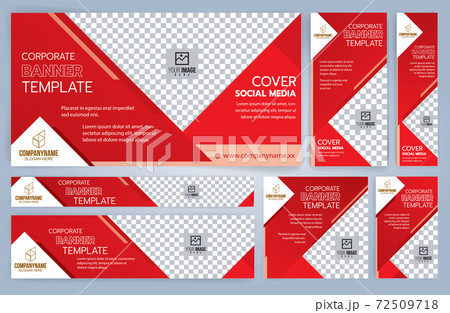 Set of Red and Black Web banners templates, Standard sizes with space. Vector illustration 72509718